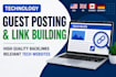 build tech guest posts, saas backlinks, and manual outreach