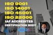 provide iso 9001, 14001, 45001 and 22000 documentation and certification