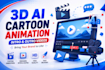 create 3d ai cartoon animation, 3d animation video, 3d character animation