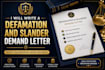 write a defamation and slander demand letter