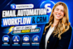 setup systeme io email automation, spanish systeme io workflow, campaign, CRM