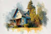 paint watercolor house portrait