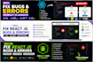 fix react javascript frontend bugs and website issues