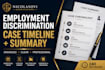 create a professional employment discrimination case timeline and summary