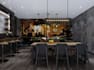 render 3d billiard room design,pool table green felt,basement bar,game lounge