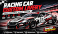 custom racing car wrap design and livery