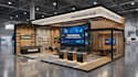 create 3d trade booth, exhibition stand, stall, kiosk, display stall, 3d render