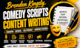 write hilarious comedy scripts, jokes, speeches and stand up comedy