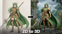 convert 2d character art into 3d model, stl file for 3d printing