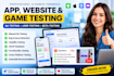 do app testing website testing QA testing user testing and bug testing
