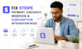 fix stripe payment checkout webhook and subscription integration bugs