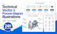 create technical vector and process diagram illustrations