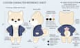 design custom plushie reference sheet, stuffed animal character design tech pack