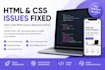 fix HTML CSS javascript web layout and responsive design issues