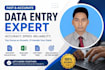 do data entry, web research, excel, email, copy paste