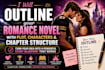 outline your romance novel with plot, characters and chapter structure