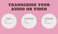 transcribe video or audio, without ai