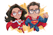 draw amazing couple superhero character