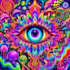 create colorful psychedelic and trippy style illustration