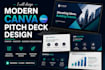 design a modern canva pitch deck and business presentation