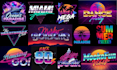 make 80s retro logo designs with neon sign chrome effects