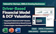 create a financial model, business forecast, dcf, and dashboard