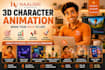 create 3d character animation, explainer video video animation 3d pixar style