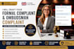 draft a UK formal complaint, ombudsman complaint or escalation letter