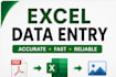 excel data entry, PDF to excel and excel formatting