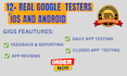 provide 12 devices or 20 devices active testers for google play console