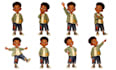 do character turnaround sheet, pose sheet and expression sheet