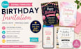 do canva birthday invitation, editable template, digital invite, printable cards
