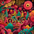 create a pop art illustration with psychedelic touch