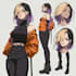 design an anime character reference sheet with multiple
