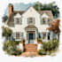 make a watercolor house illustration