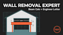 load bearing wall removal beam header calculation and engineer letter for permit