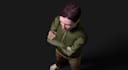 model stylized low poly character, psx animation design, indie game character