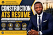 write an ats construction, engineering, hvac, civil, mechanical, hse, IT resume