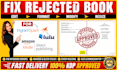 fix KDP book errors, rejected book formatting and fix, resize book cover errors