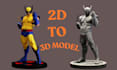 convert 2d image to 3d model 3d printable stl figurine 2d drawing 3d printing