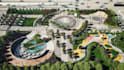 reimagine any plot into sustainable, 3d park masterplan,cgi playground,d5 render