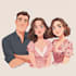 realistic family portrait, couple art