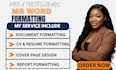 format documents, CV, letterhead and editable ms word templates