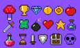 create custom pixel art game icons, UI assets, items and hud elements