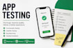 do app testing, QA testing, bug, and website testing