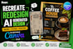recreate redesign ai generated design menu, flyer, poster in editable canva file