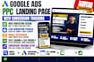 design, redesign google ads PPC landing page with conversion tracking design ppc