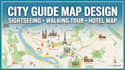 create city guide map, sightseeing map, walking tour map and hotel location