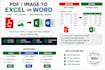 convert PDF or image to excel or word