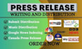 write and submit press release distribution, music, canada, PR distribution